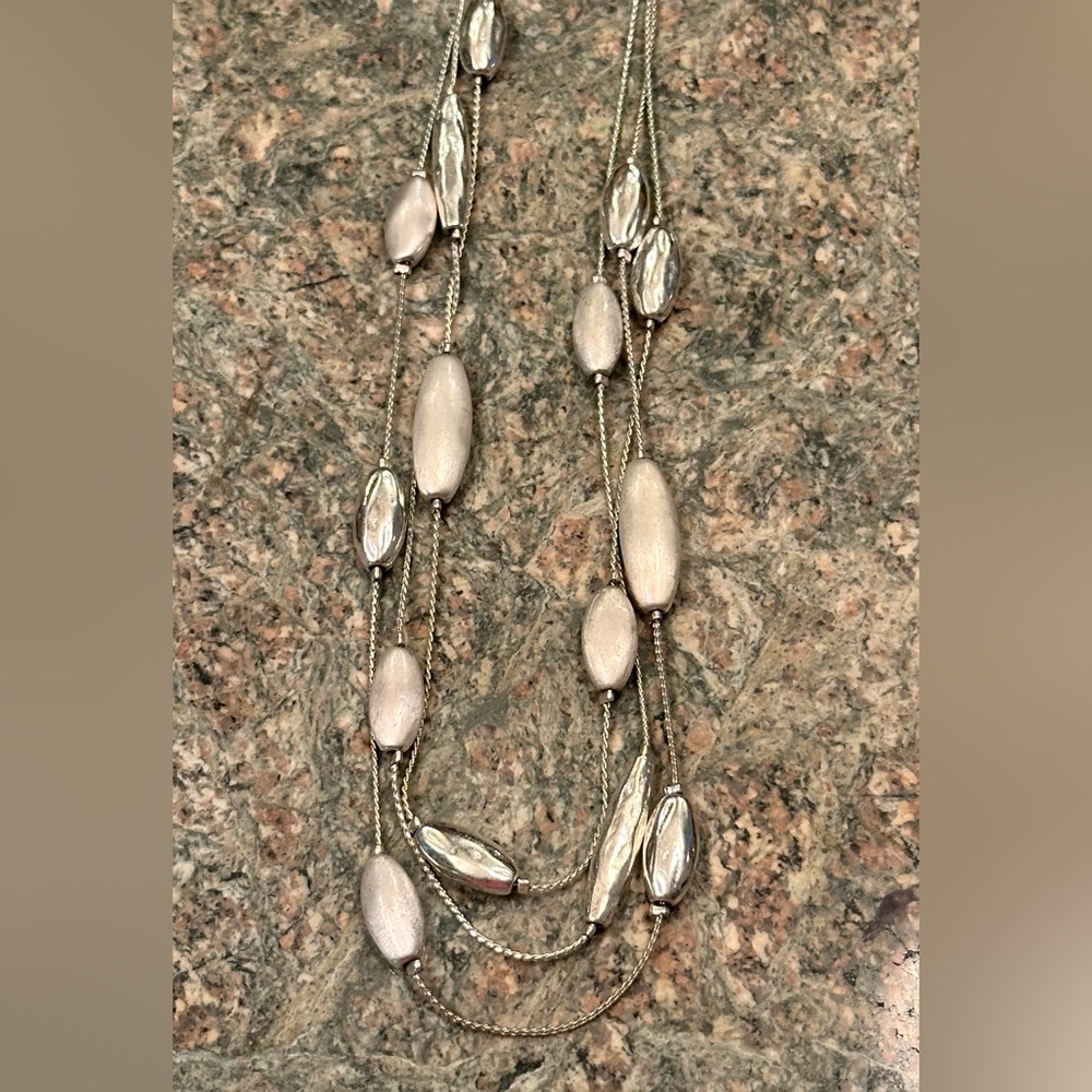 Elegant Multi-Strand Silver Bead Necklace - Women Jewelry